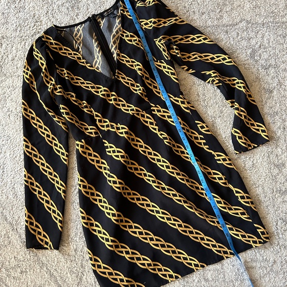 Forever 21 Dress Sz Small Medium Black Chain Print Long Sleeve Knit - Picture 5 of 7